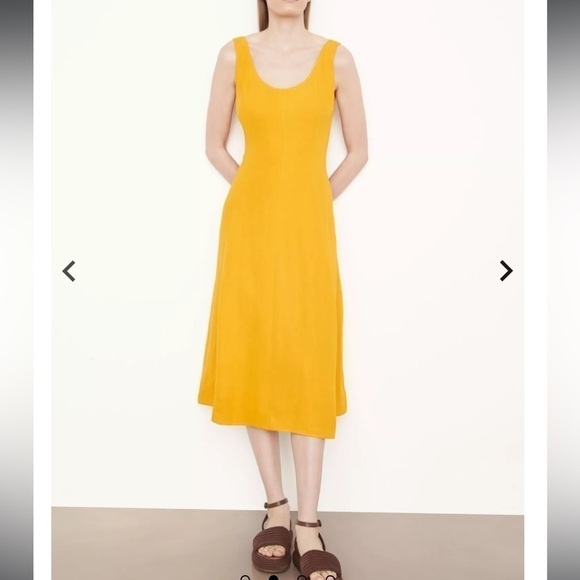 NWOT Vince Paneled Scoop Neck sleeveless Dress yellow midi Size M - Picture 2 of 8